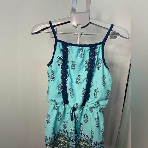 Girls My Michelle Romper‎ Teal pineapple size Large - Picture 5 of 11